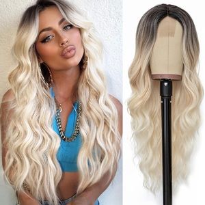 New! Ombre Dirty Blonde Wavy Wig  26 Inch